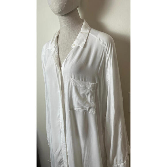 JONNY COTA OVERSIZED WHITE SHEER BUTTON UP OPERA BLOUSE SHIRT - Picture 3 of 9